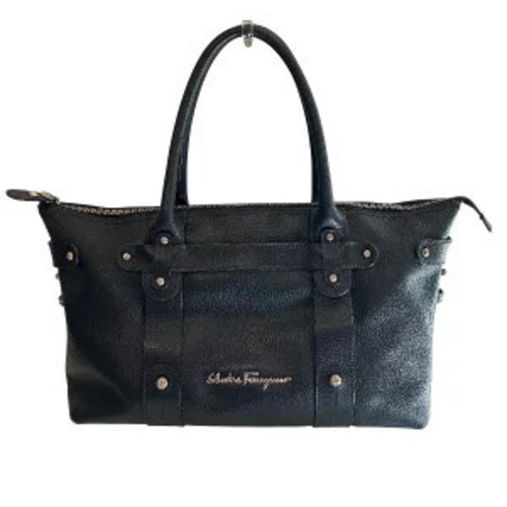 Salvatore Ferragamo Black Leather Bag Handbag